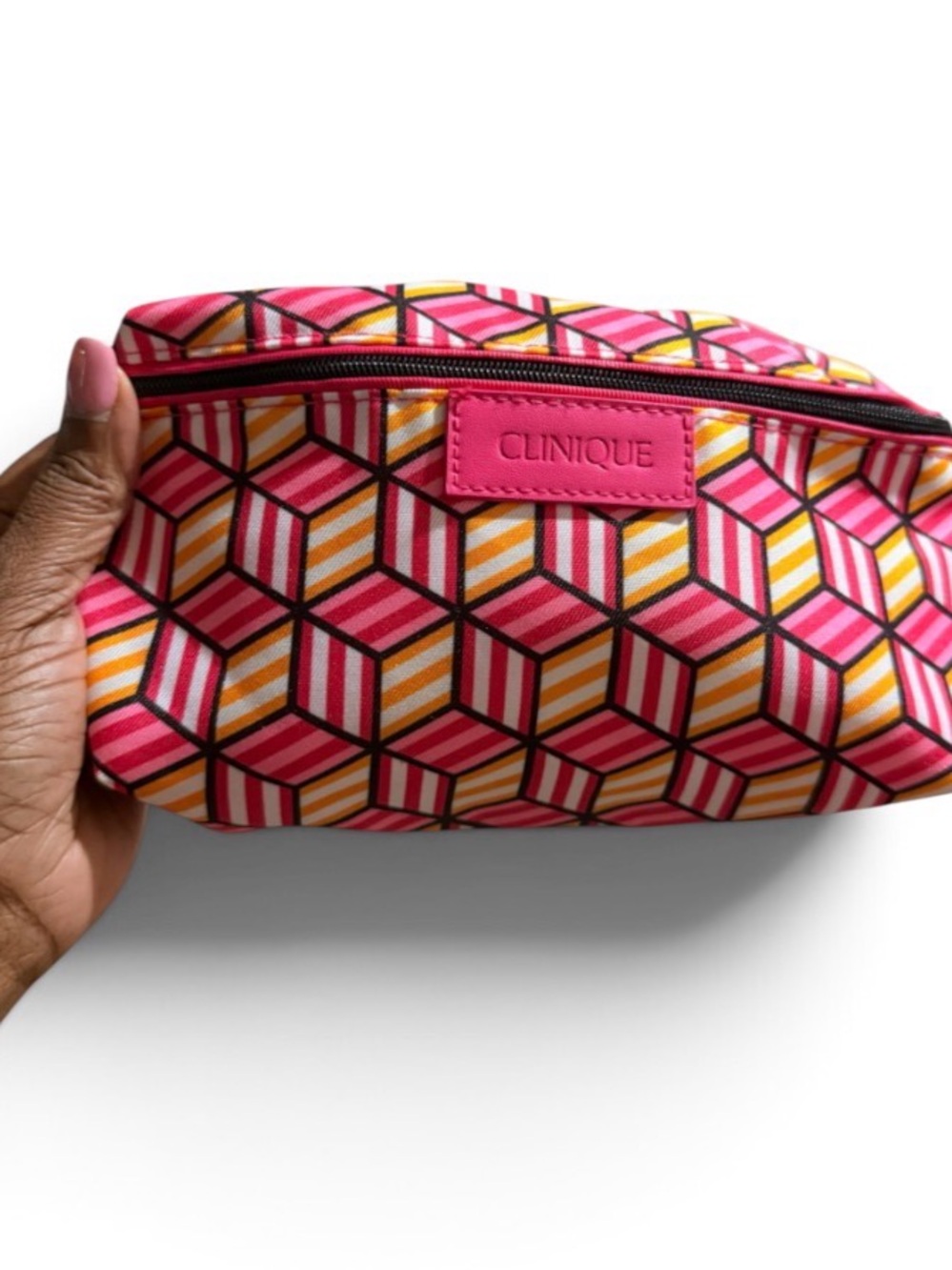 Clinique Pink & Yellow Geometric Cosmetic Pouch
